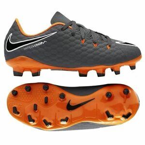Nike Youth JR Hypervenom Phantom 3 FG Youth Soccer Cleats Grey Orange Size 5